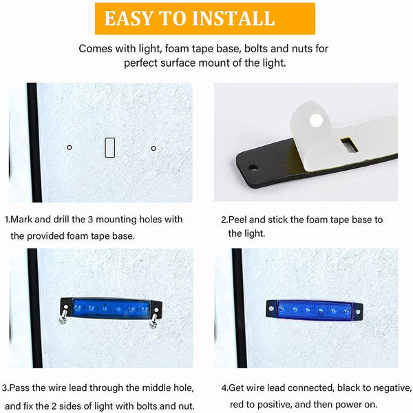 4X Marine Boat 6 LED Lamp Blue Cabin Deck Courtesy Light Stern Transom Lights AU