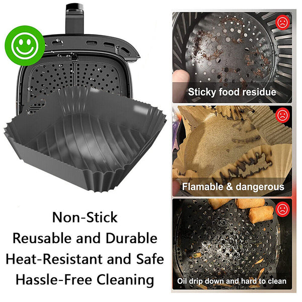 New Square Air Fryer Non-Stick Baking Tray Silicone Pot Basket Liner