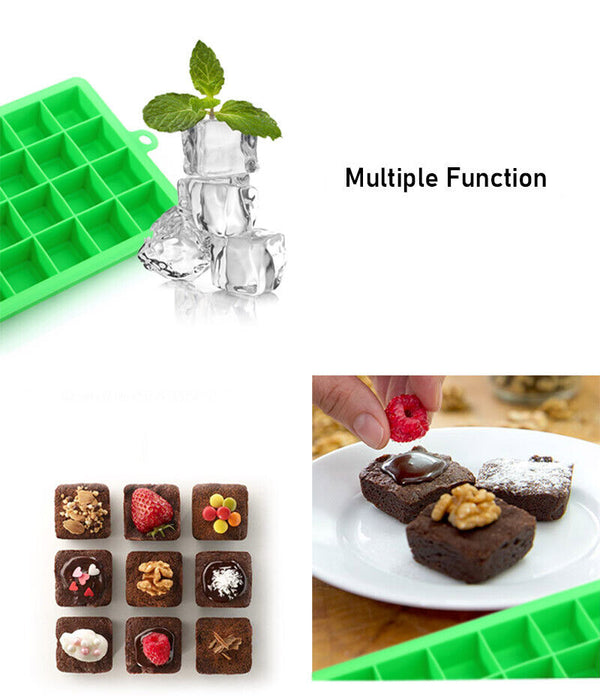24 Grids Silicone Ice Cube Tray With Lid Mold Maker Tool Square Mould Container