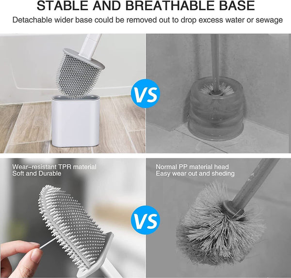 Bathroom Silicone Bristles Toilet Brush Holder Cleaning Brush Set New/ Soap Dish - Lets Party