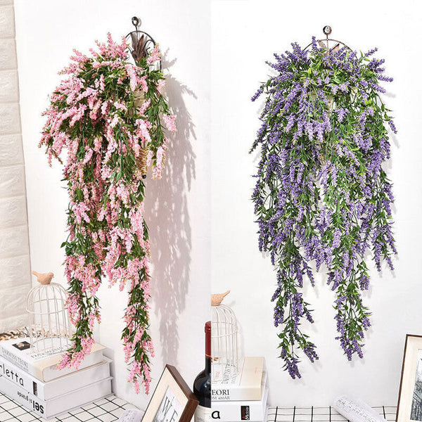 4PCSHanging Artificial Plants Fake Lavender Home Porch Decor Party Vine Flower