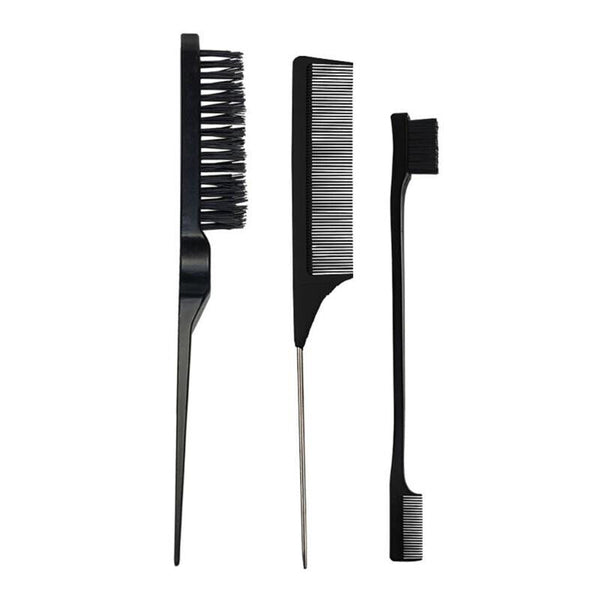 3 Pcs Slick Brush Set Bristle Hair Brush Teasing Comb Edge Hair Brush Grooming