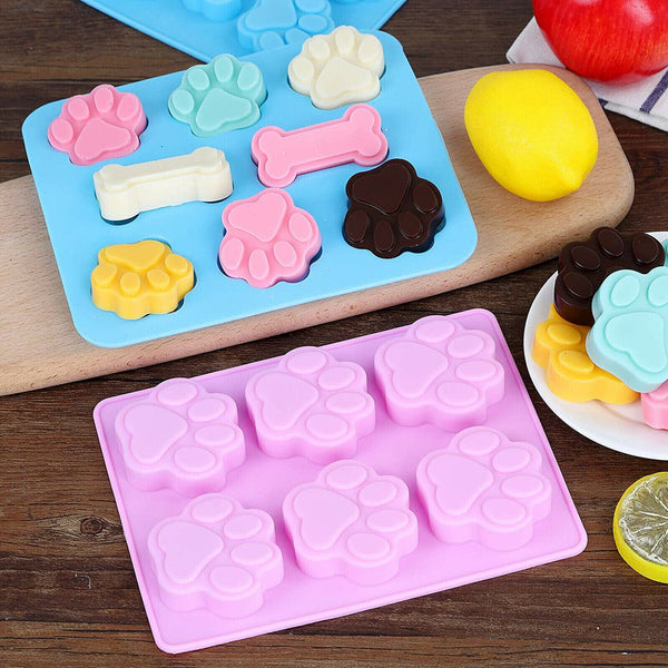 Silicone Chocolate Mould Cat Paw Dog Bone Choc Block Ice Tray Cake Cookie Mold