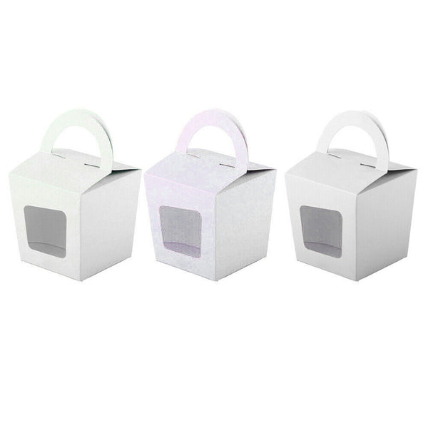 UP 200PCS Cupcake Boxes Holes Clear Window Face Cupcake Display Boxes Muffin Cup