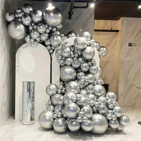 20x Latex Balloons 10inch/25cm Silver Pearl Retro Balloon Party Wedding Birthday