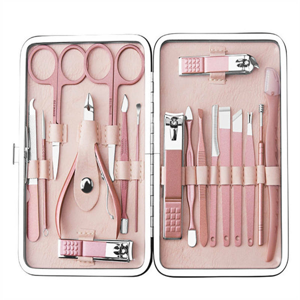 5 Styles Manicure Pedicure Set Stainless Nail Clippers Kit Cuticle Grooming Case