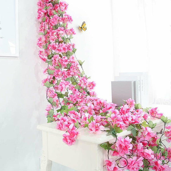 2.1M Artificial Silk Sakura Flowers Fake Vine Ivy Hanging Garland Floral Wedding