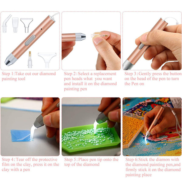 5D Diamond Painting Pen USB Diamond Painting Tool LED Light Point Drill Accessor
