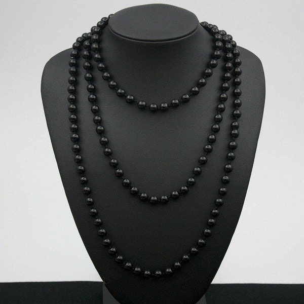 150cm Long Glass Faux Pearl Necklace 1920's Burlesque Snow Earing Wedding Party