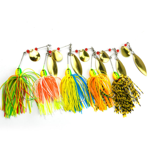 5PCS 16.3g Spinnerbaits Bait Rubber Skirt Buzzbaits Spoon Blade Fishing Lures