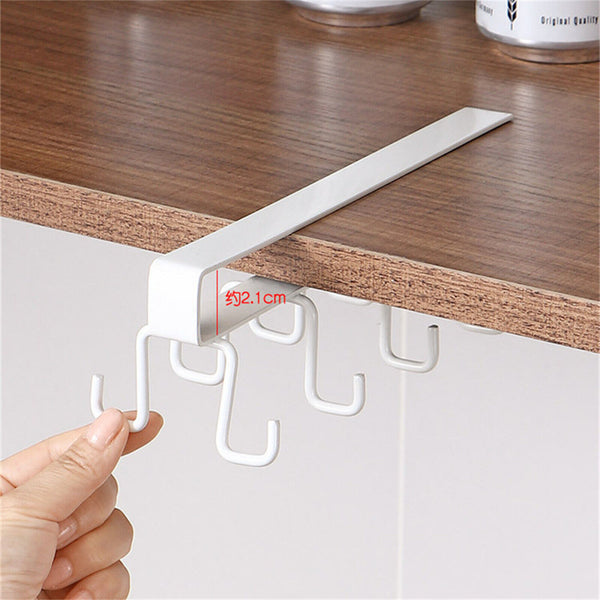 12 Hook Mug Cup Rack Holder Under Shelf Kitchen Cabinet Metal Hanger Wardrobe AU