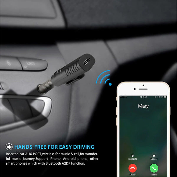 2PCS Wireless Bluetooth 3.5mm AUX Audio Music Receiver Stereo Home Car Adapter