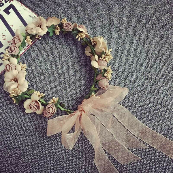 Women Party Flower Wreath Garland Beach Wedding Girl Hair Headband crown 4colour