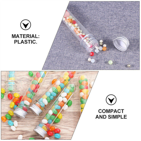 200PCS Clear Plastic Test Tube Screw Cap Bath Salt Container Jelly Candy Bottle