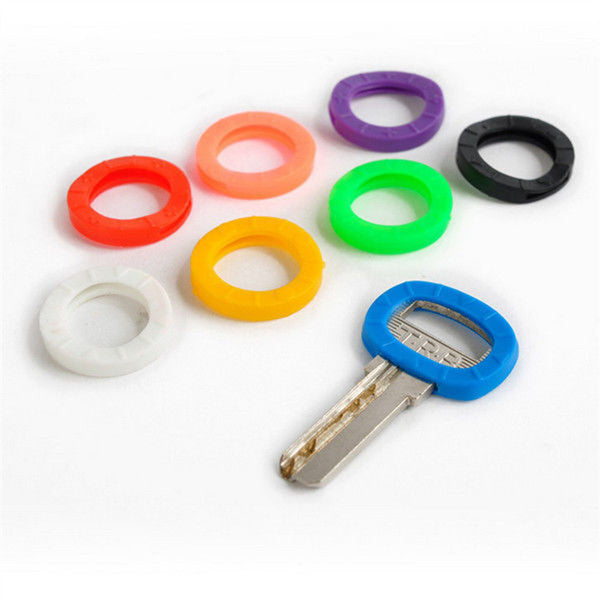 UP 105PCS Bright Colors Hollow Silicone Flexible Elastic Key Cap Covers Keyring