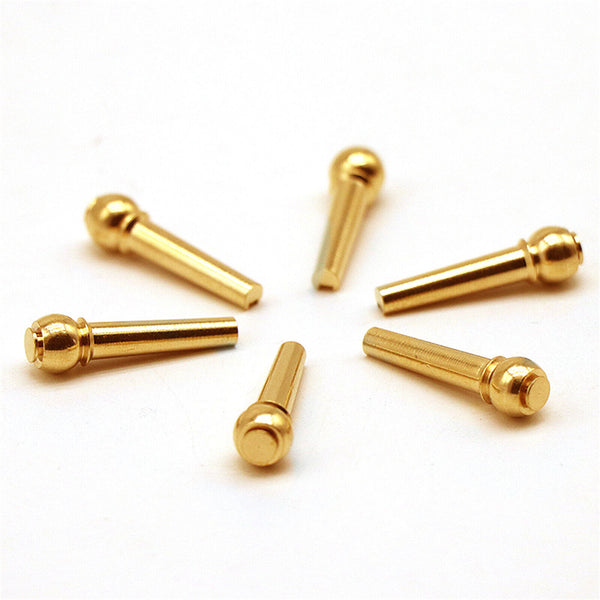 6PCS Guitar Bridge Pins Metal String End Peg Acoustic Gold Brass+Puller Remover