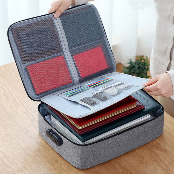 Document Bag Storage Pouch Case with Lock Zipper for Home Office Case AU SELLER