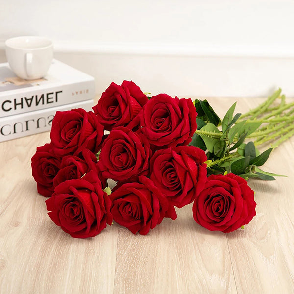 5pcs 51cm Long Stem Artificial Rose Flowers Velvet Bunch Wedding Home Bouquet AU