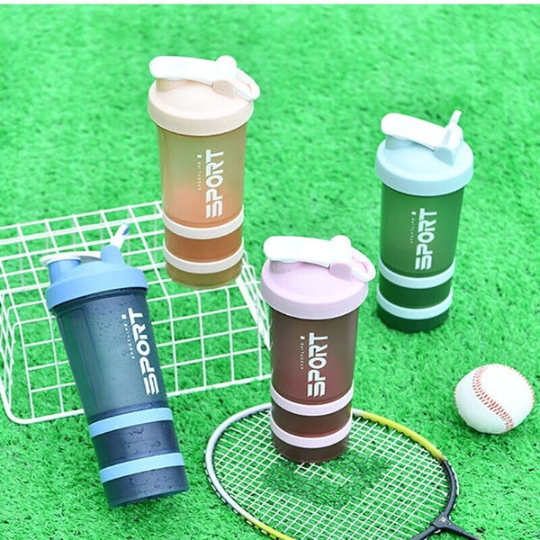 Powder Milkshake Drink Cup Sport Water bottle 500ml 3 tier Protein Shaker Pill