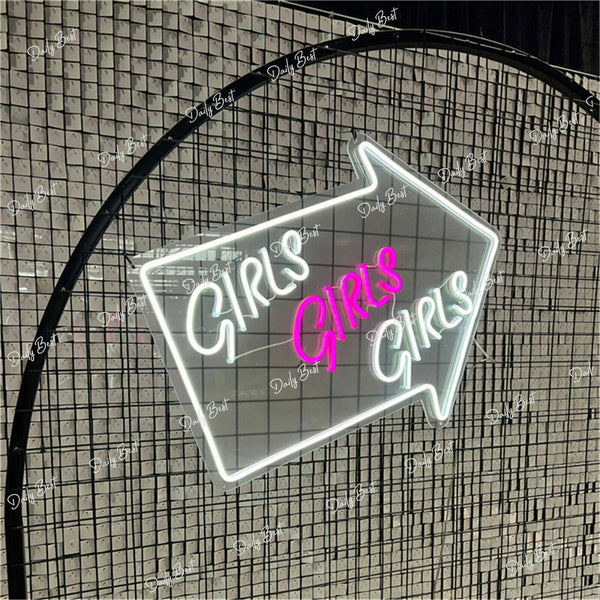 60x51cm Girls LED Neon Lights Sign Board Acrylic Party Wedding Battery Operated