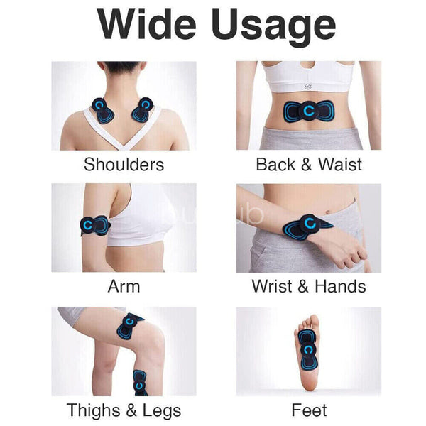 2host+12Patch Electric Neck Back Massager EMS Cervical Massage Patch Relief Pain - Lets Party