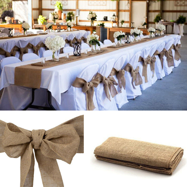 Burlap Hessian Fabric Chair Sash Table Runner 2.4m Long Vintage Wedding Party AU
