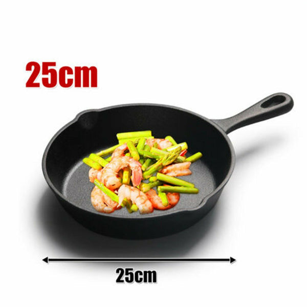 3PCS Cast Iron Skillet Fry Pan Pre Seasoned Oven Safe Cooktop &BBQ 16/20/25CM AU