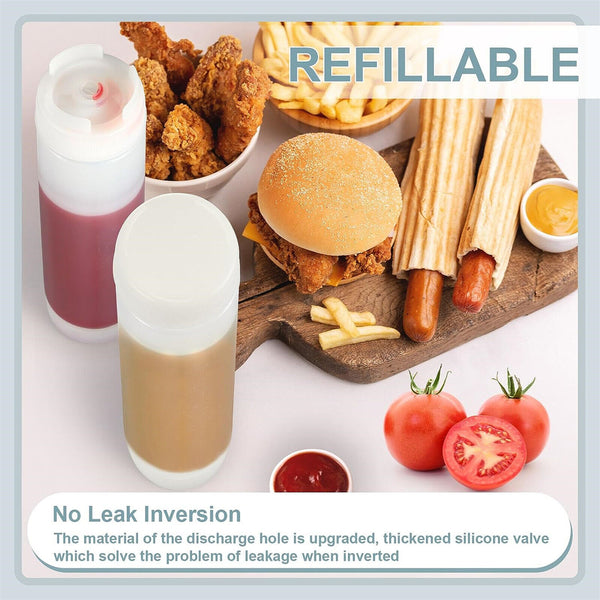 16Oz Double-ended Plastic Squeeze Bottles Large Capacity Sauce Dispenser Bottles