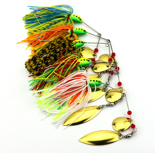 5PCS 16.3g Spinnerbaits Bait Rubber Skirt Buzzbaits Spoon Blade Fishing Lures