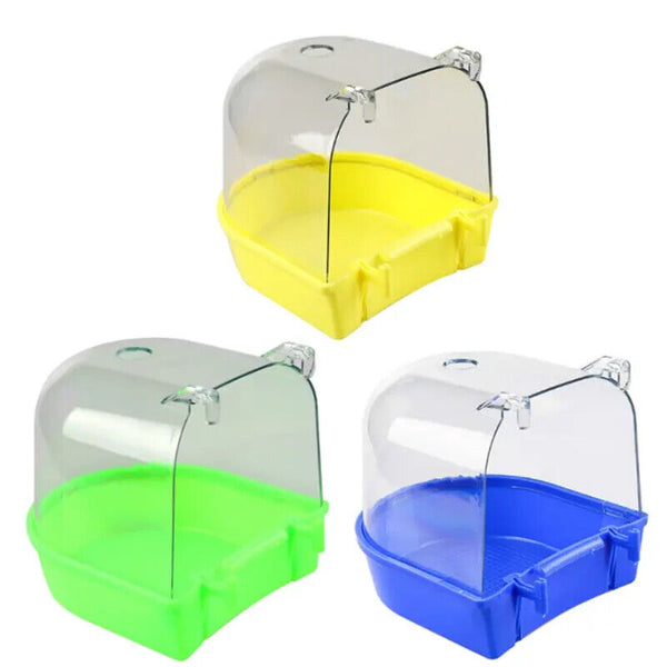 Bird Water Bath Tub For Pet Cage Hanging Bowl Parrot Birdbath Pet Cleaning AU