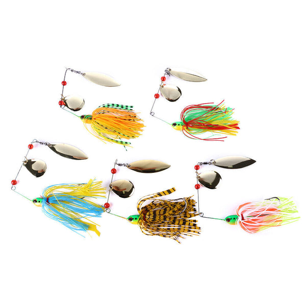 5PCS 16.3g Spinnerbaits Bait Rubber Skirt Buzzbaits Spoon Blade Fishing Lures