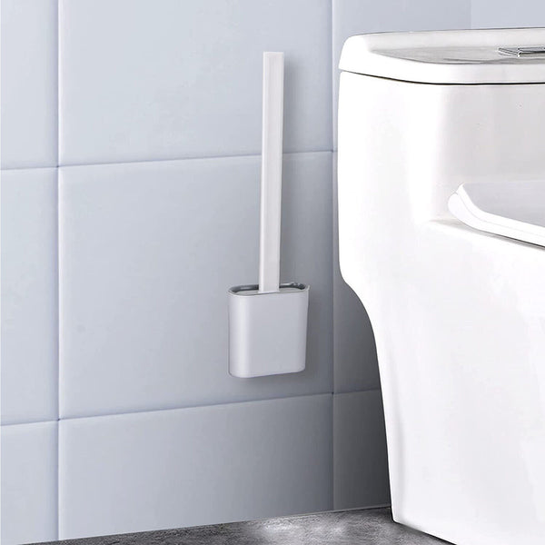 Bathroom Silicone Bristles Toilet Brush Holder Cleaning Brush Set New/ Soap Dish - Lets Party