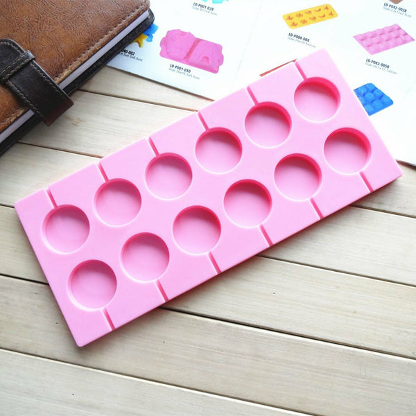 Round Silicone Lollipop Mould Baking Hard Candy Mold 12 Capacity DIY Sticks Set