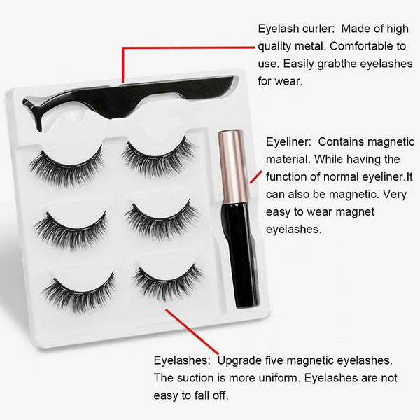 Magnetic False Eyelashes Natural Eye Lashes Extension Liquid Eyeliner Tweezer