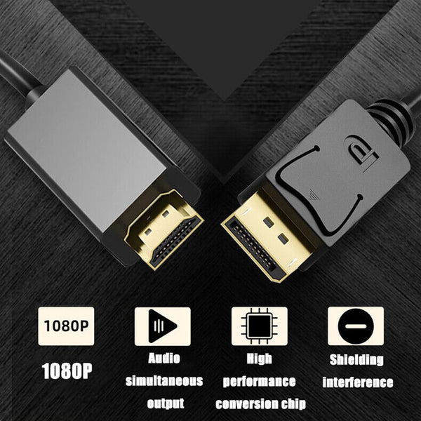 Displayport DP to HDMI Cable Male to Male HD 4K 1080P High Speed Display Port