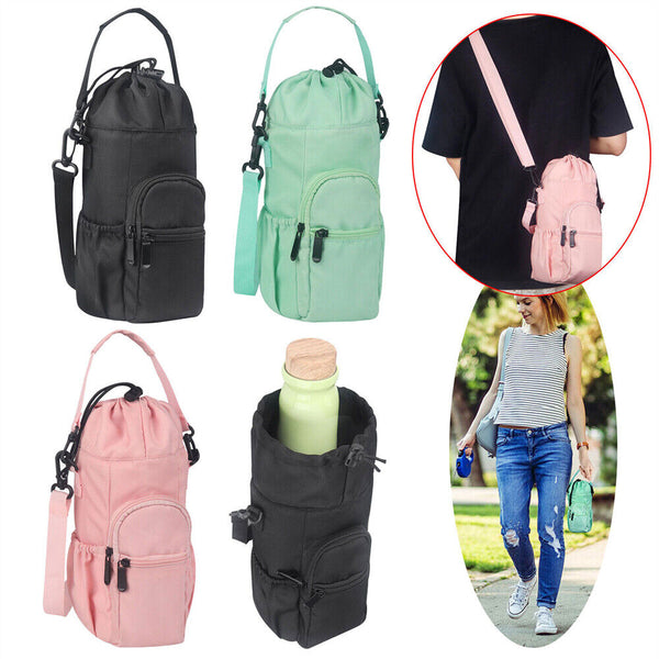 1-3x Portable Water Bottle Carrier Insulated Cup Cover Bag Holder Pouch w/ Strap