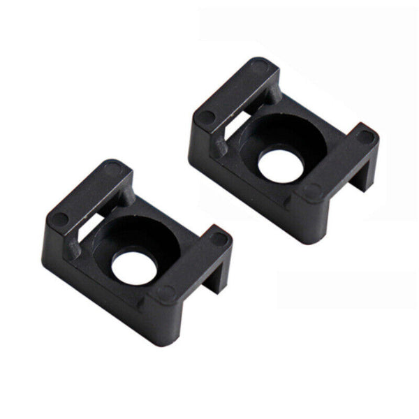 200x Cable Zip Ties and Base Mount Kit Screw Fixing Wire Holder Organizer Black