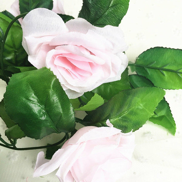2X=4.8M Artificial Rose Garland Silk Flower Vine Ivy Wedding Yard Garden Decorti