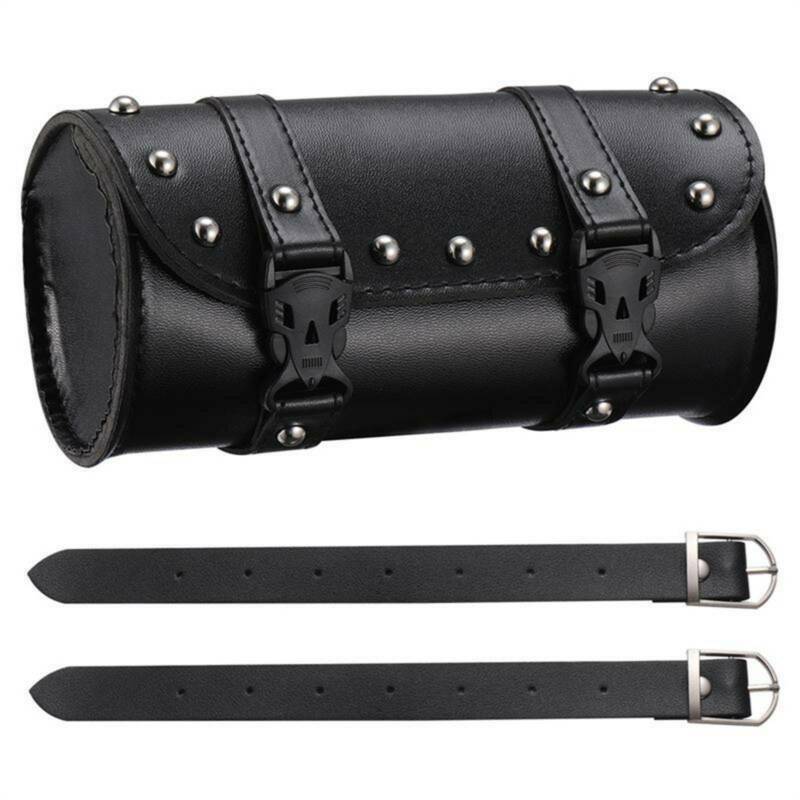 Universal Fork Bag For Harley Leather Tool Round Motorcycle Saddlebag Handlebar
