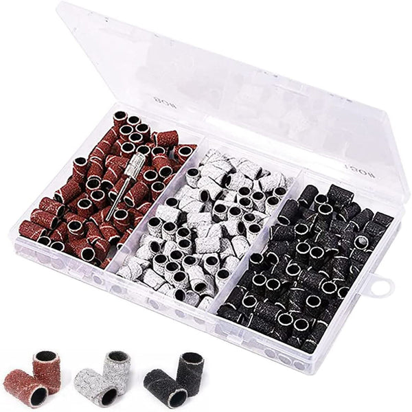 420PCS Sanding Bands 3 Colours 80/120/180 Nail Drill Machines Filing Bits + Boxs