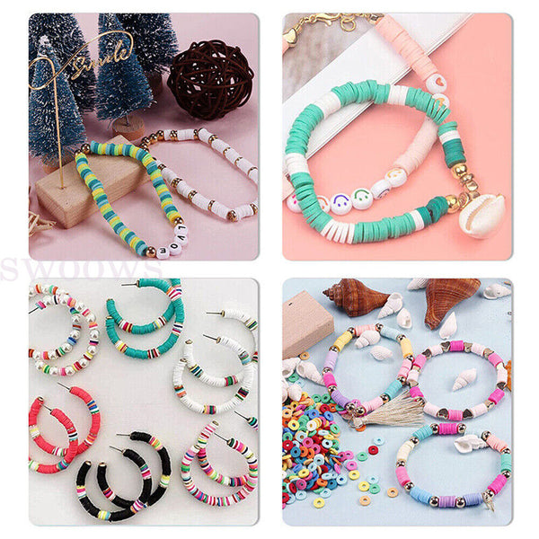 6000pcs Clay Heishi Beads Flat Beads Kit for Bracelets Necklace Earrings Anklets - Lets Party