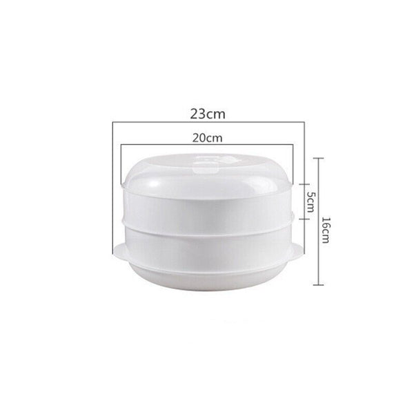 Microwave Steamer 2 TIER Double layer Cooking Meals Vegetables Kitchen Appliance