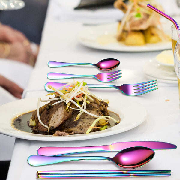 8pcs Portable Stainless Steel Tableware Dinnerware Travel Camping Cutlery Set AU