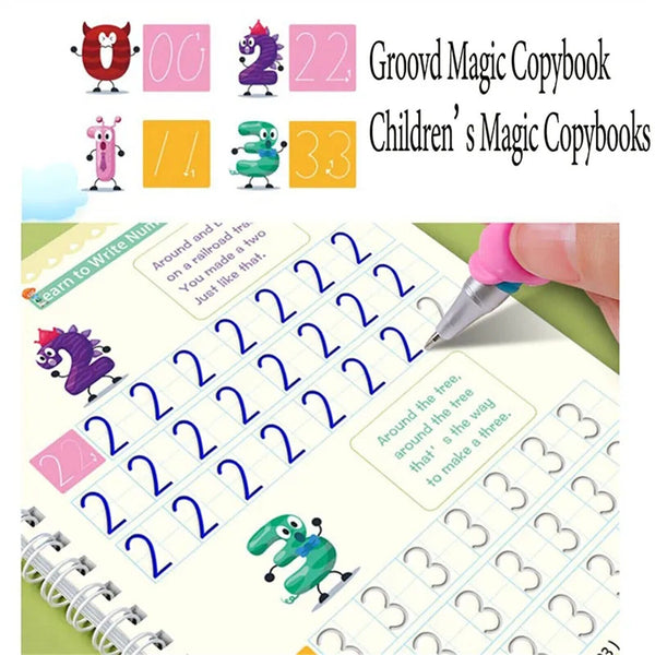 4X Groovd Magic Copybooks Grooved Children's Handwriting Book Practice Set Gift