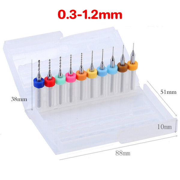 10X 0.1-1.0MM/0.3-1.2MM Carbide Micro Mini Drill Bit Tungsten Steel Rotary Tool