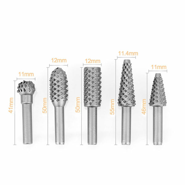 5PCs Wood Working Cutter Drill Bits Rotary Bits Rasp For Wood Grinding Carving