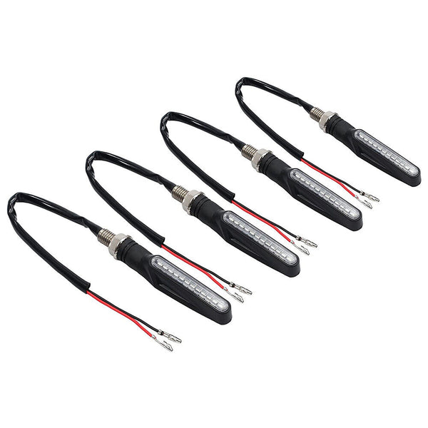 4X Motorcycle Indicators LED Turn Signal Flowing Water Light Amber Blinker Lamp - Lets Party