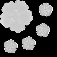 up 6x Silicone Flower Coaster Pad Mould Resin Casting Cup Mat Mold DIY Making AU