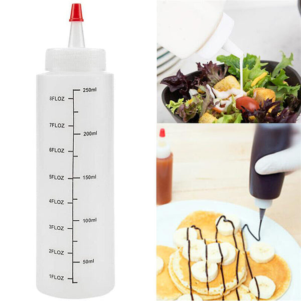 6pcs 250/450ML Sauce Bottle Measuring Squeeze Crafts Bottle Condiment Dispenser