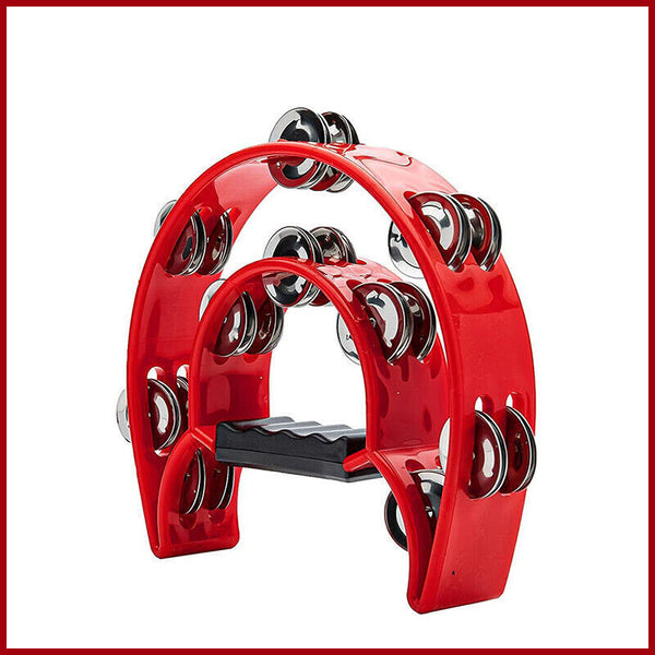 Double Half Moon Tambourine Musical Percussion Instrument Bell Beat Drum ABS AU